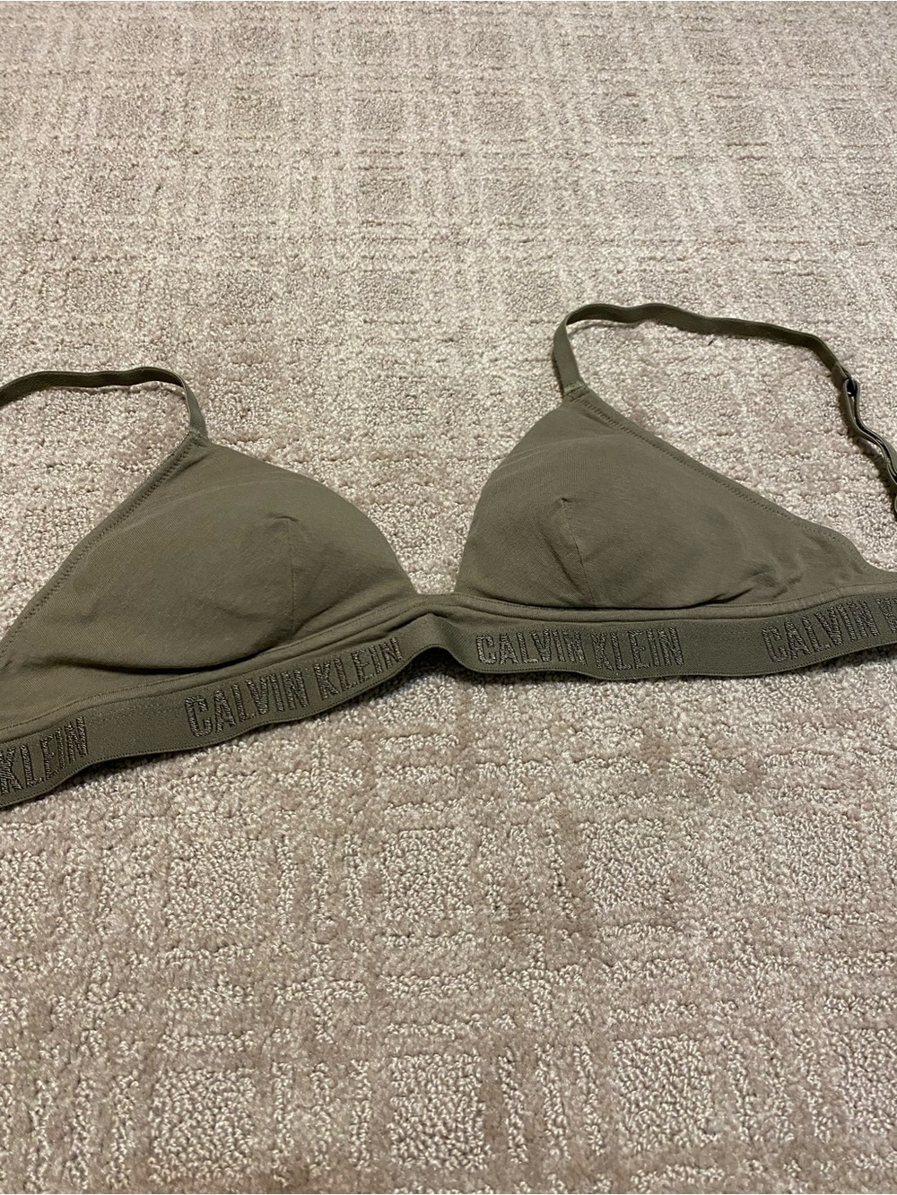 {Calvin Klein} Cotton Sport Bra | Olive Green ~ Size Small - Picture 2 of 15